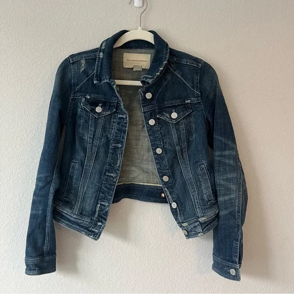 Anthropologie Blue Jean Jacket Fitted Cropped - Picture 3 of 5